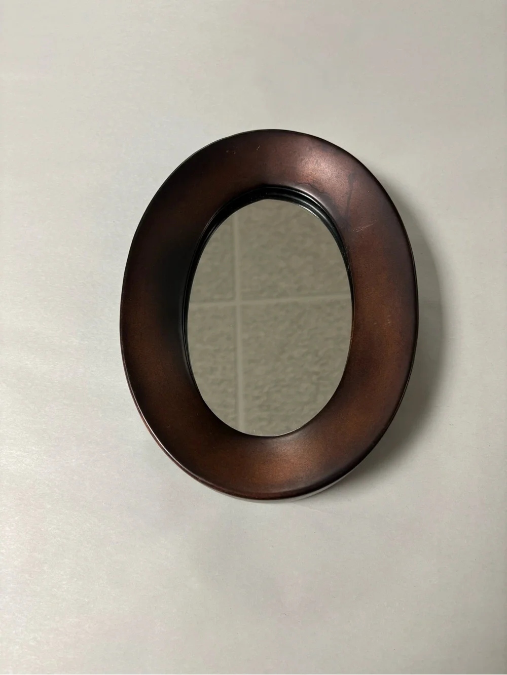 Crate & Barrel Oval Wall Mirror in Warm Brown Frame 9.25x7” Home Decor